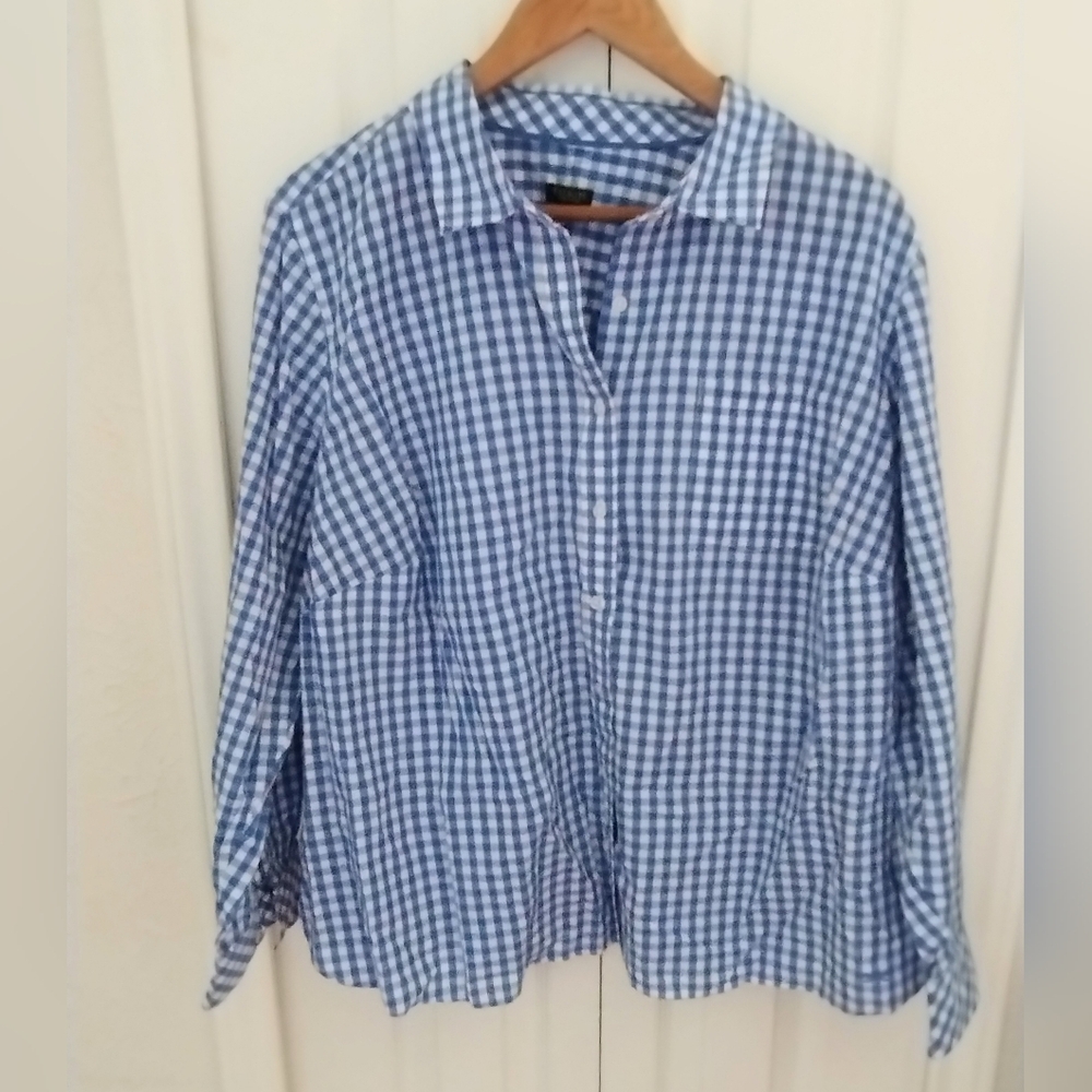 Talbots Blue Gingham Button Down - image 1